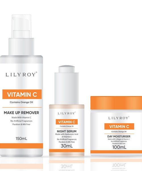 Lilyroy Vitamin C Skincare Set – Makeup Remover + Night Serum + Day Moisturiser
