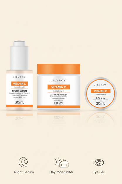 Lilyroy Vitamin C Skincare Set – Night Serum + Day Moisturiser + Eye Gel