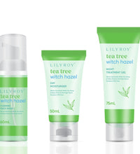 Tea Tree Witch Hazel Skin Care Set – Foaming Face Wash, Day Moisturiser & Night Treatment Gel